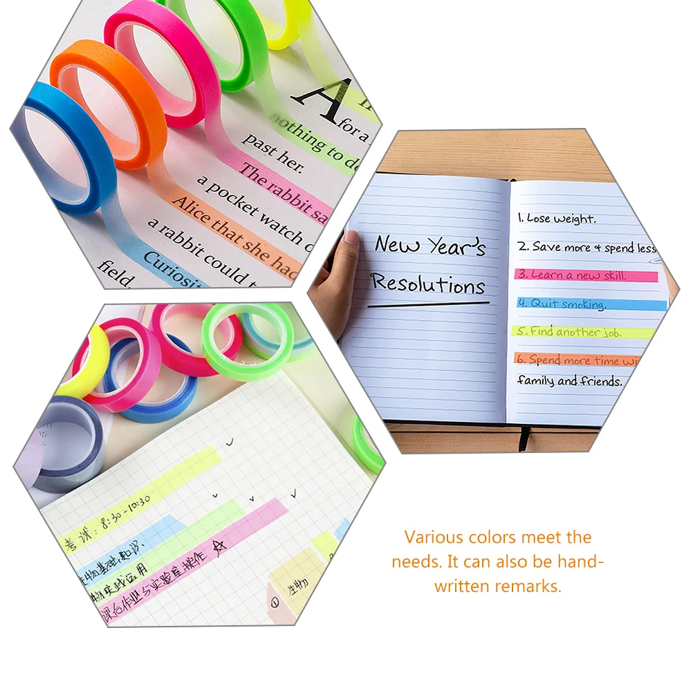 

20 Rolls Transparent Highlighter Tapes Colored Note Tabs Book Annotation Supplies Cost-Effective Waterproof Convenience