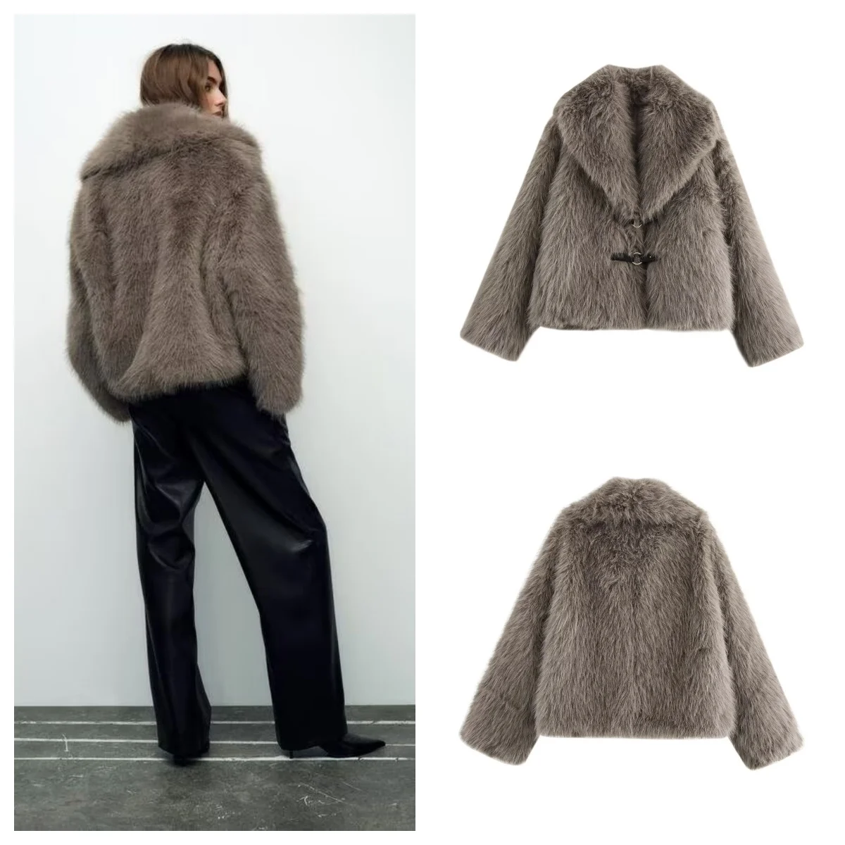 European and American style new fashion versatile lapel imitation fur western style warm jacket