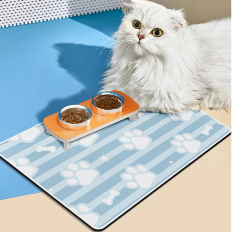 Pet Feeding Mat Absorbent Dog Mat for Food and Water Bowl Pet Placemat No Stains QuickDry Cat Mat Puppy Dog Accessories Supplies