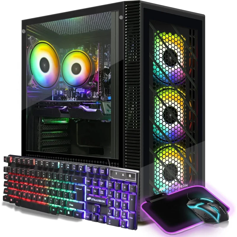 Gaming PC Bundle with 24Inch FHD LED Monitor-  Core i7 up to 3.9G, Radeon RX 590 8G, 32GB RAM, 1TB SSD, 600M WiFi