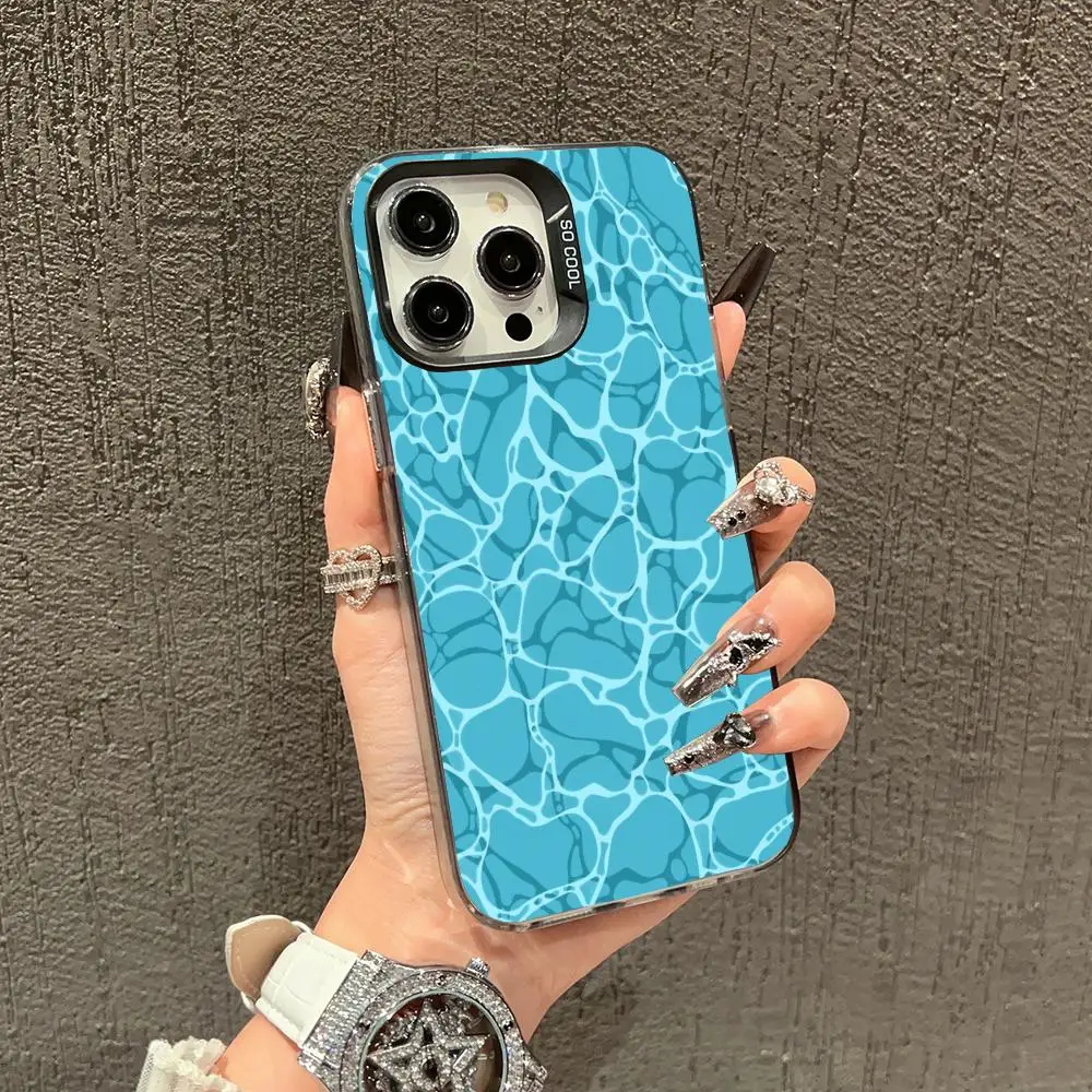 

Blue lake water phone case for iPhone 16 15 14 13 12 11 Pro/ Max/Plus shock-proof rear cover anti-fingerprint
