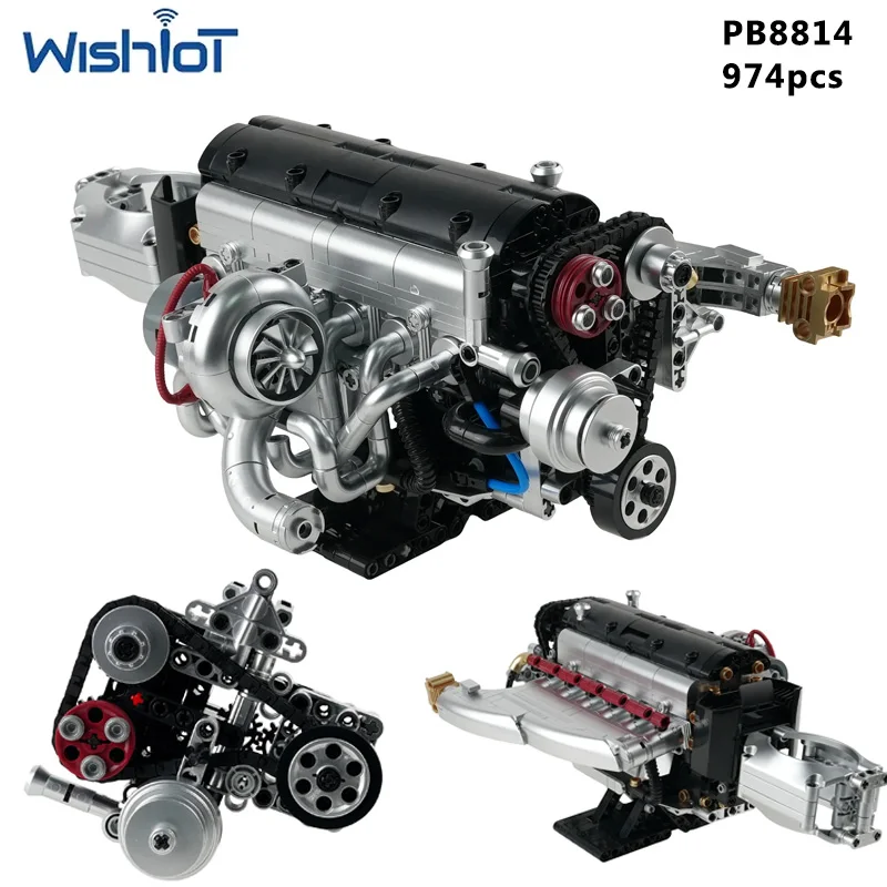 

Конструктор MOC PB8814: Модель двигателя, 974 детали, развивающий набор для сборки, коллекционные детали автомобиля, игрушки из мелких кирпичиков, подарки для мальчиков на праздники