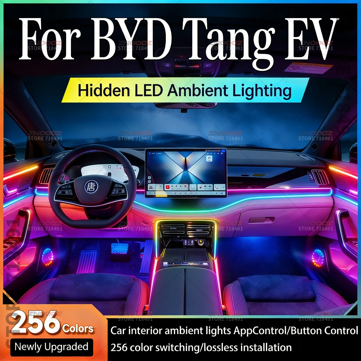 

22in1 RGB Car Interior Acrylic Car Ambient Lights RGB Hidden Acrylic Strip Decoration Atmosphere Accessories For BYD Tang EV
