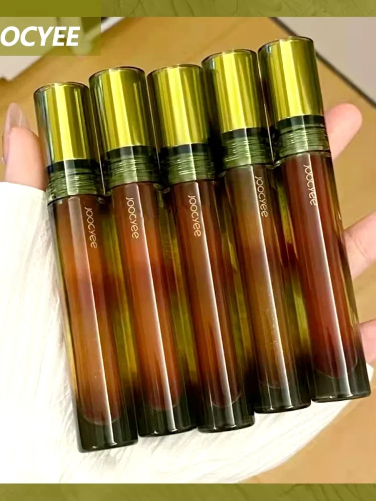 Joocyee ลอยกระจกสีทอง Retro Lip Glaze ลิปสติก Matcha สีเขียวยาวนานล็อคสี Light Moisturizing Glass Lip Glaze
