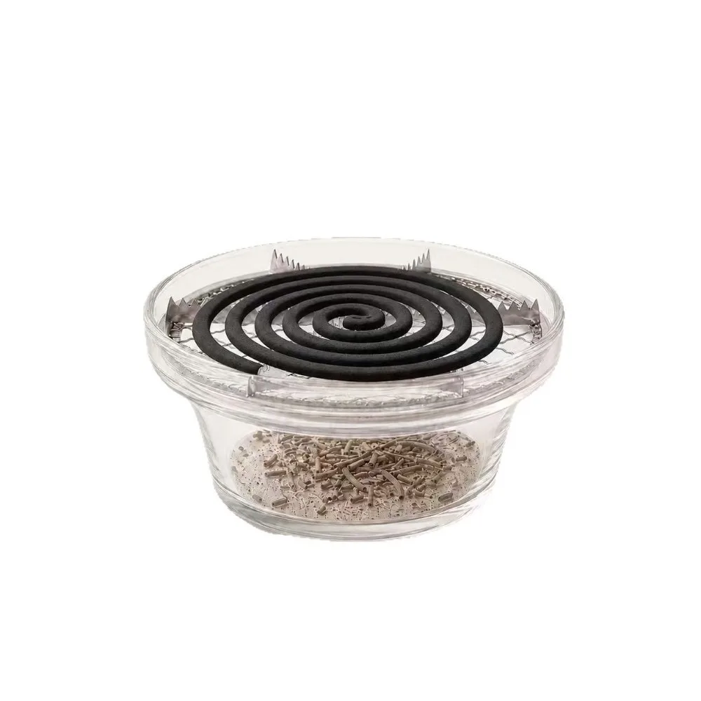 Creative Transparent Glass Incense Burner with Filter Screen Round Mosquito Coils Tray Anti Dust Incense Holder Tea Ceremony