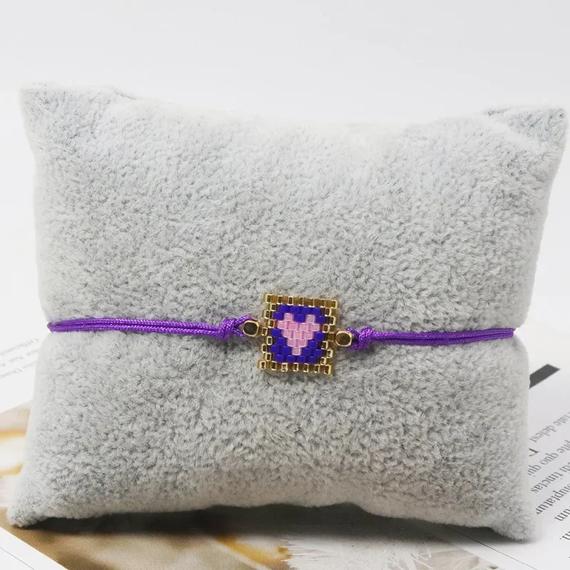 Beaded bracelet Originality Heart-shaped Design Hand knitting Bohemia Adjustable Quadrate Tide Female Simple Rice bead bracelet