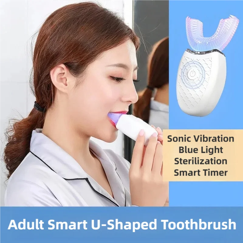 TINSOL U-shaped Electric Toothbrush Fully Automatic Waterproof Oral Cleaner Whole Body Washable Ultrasonic Teeth Cleaning Device