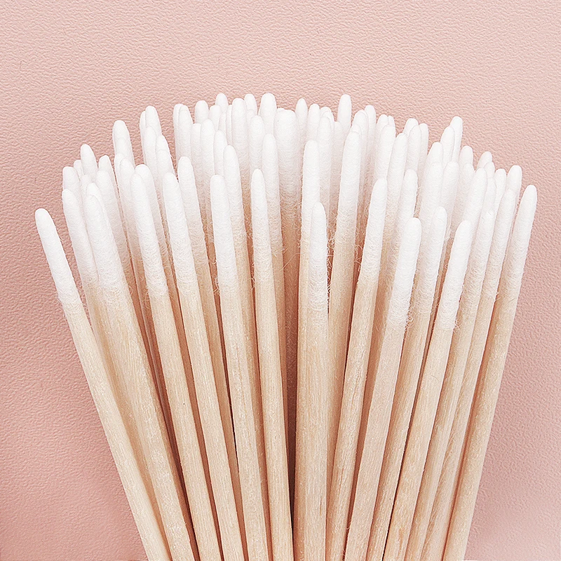 100pcs Disposable Ultra-small Double head Cotton Swab Brush Lint Free Micro Brushes Wood Cotton Eyelash Extension Removing Tools