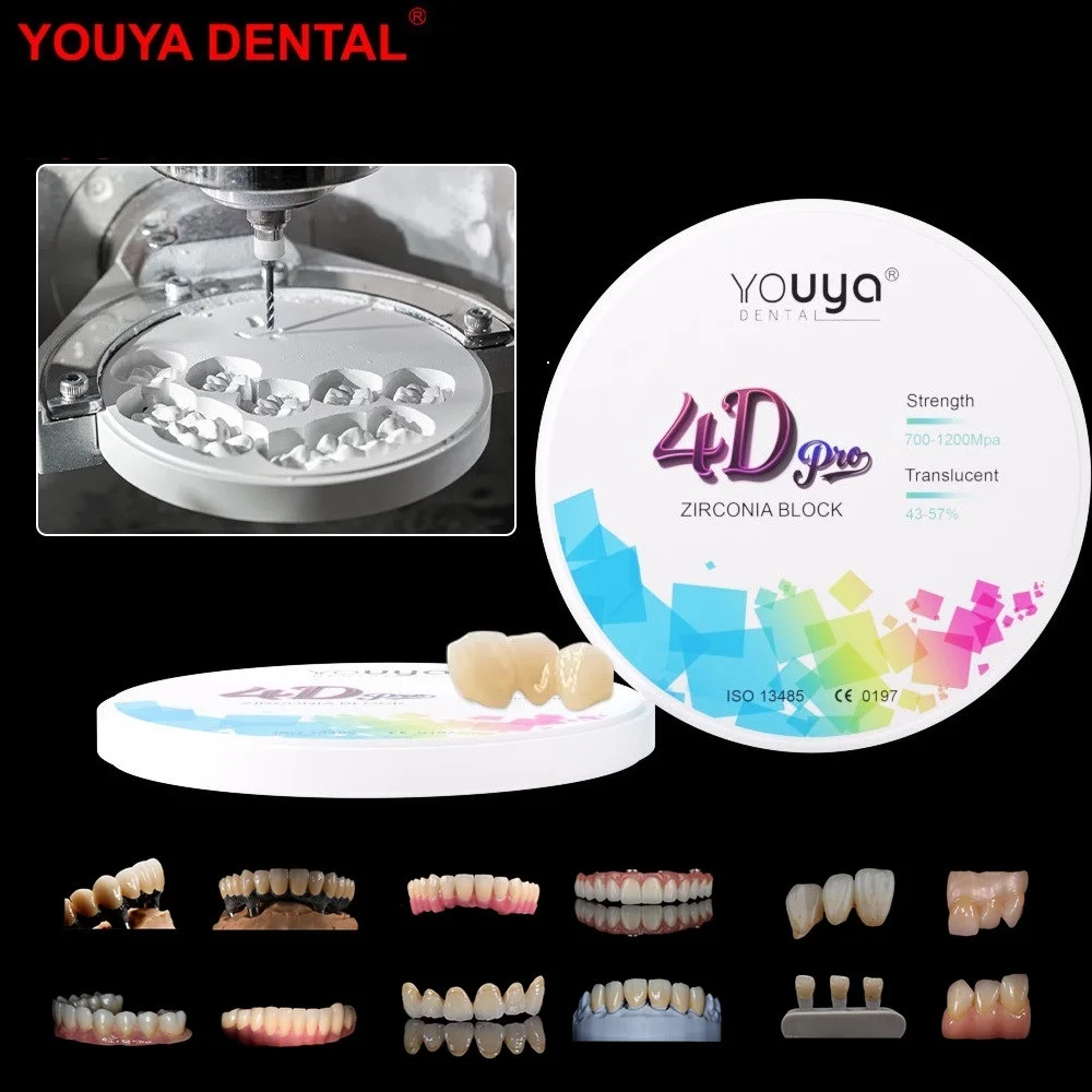 

98mm Dental Multilayer Zirconia Block A1 A2 A3 Open System 4D PRO Zirconia Disc for CAD CAM Laboratories Denture Crown Materials