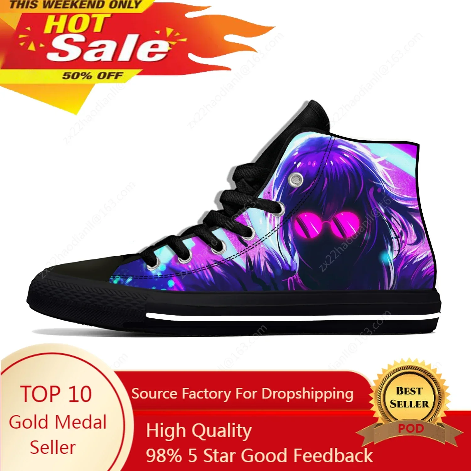 KDA Kpop Pop Stars Lightweight Cloth 3D Print Funny Cool Fashion High Top Canvas Shoes Mens Womens Casual Breathable Sneakers