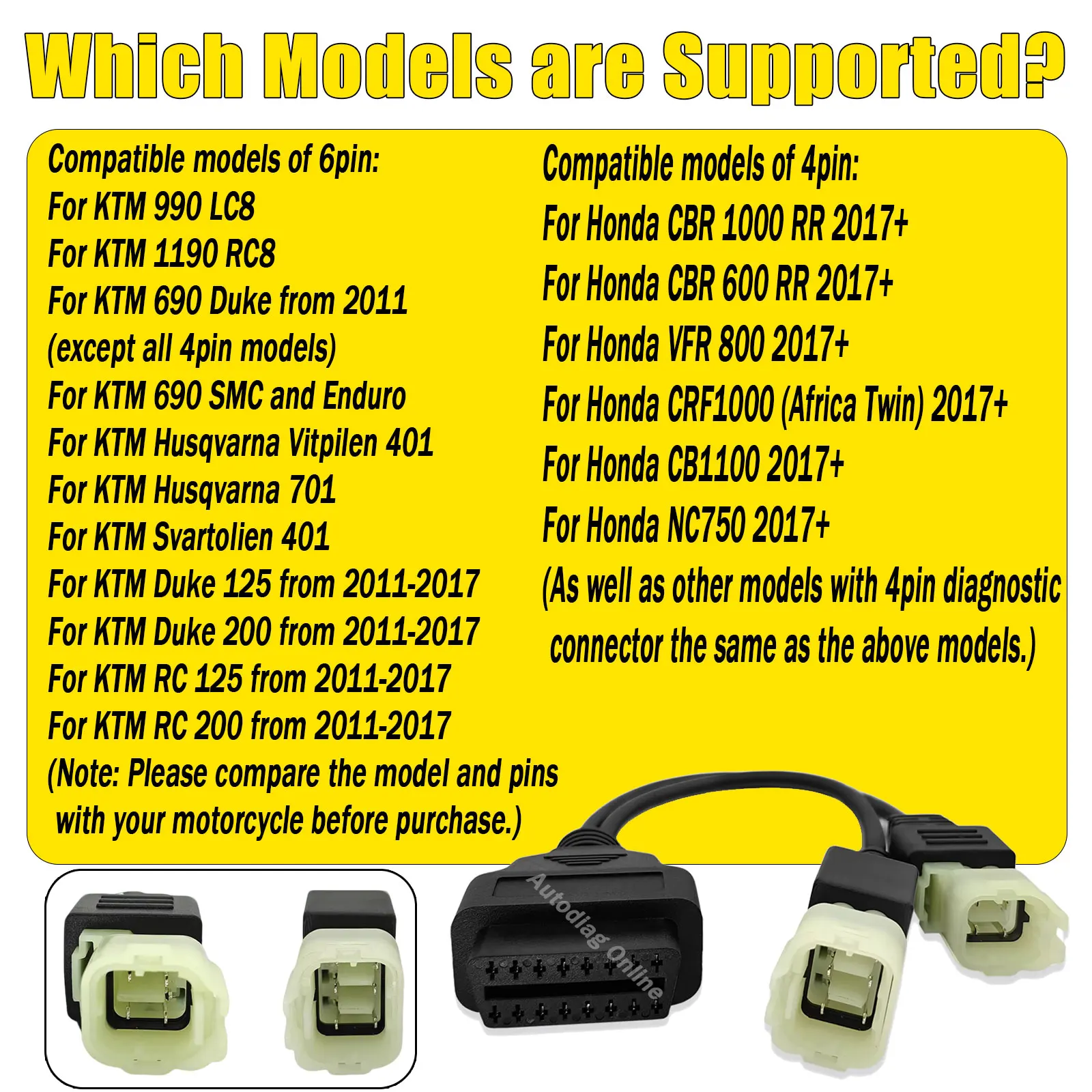 Outboard Engine OBD2 Connector For Suzuki Boat Diagnostic For KTM 690 Enduro/Duke 125/690 OBD2 Adapter Cable For Honda 4pin