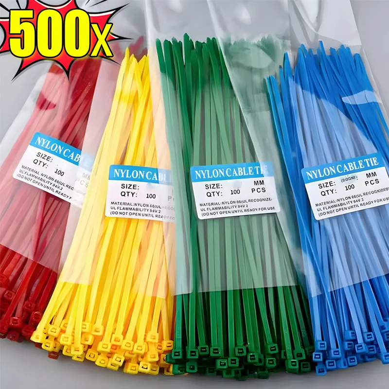 Nylon Cable Ties Self Locking Cord Cable Ties Straps Home Office Reusable Fixed Fastening Ring Loop Plastic Wire Ties Wholesale