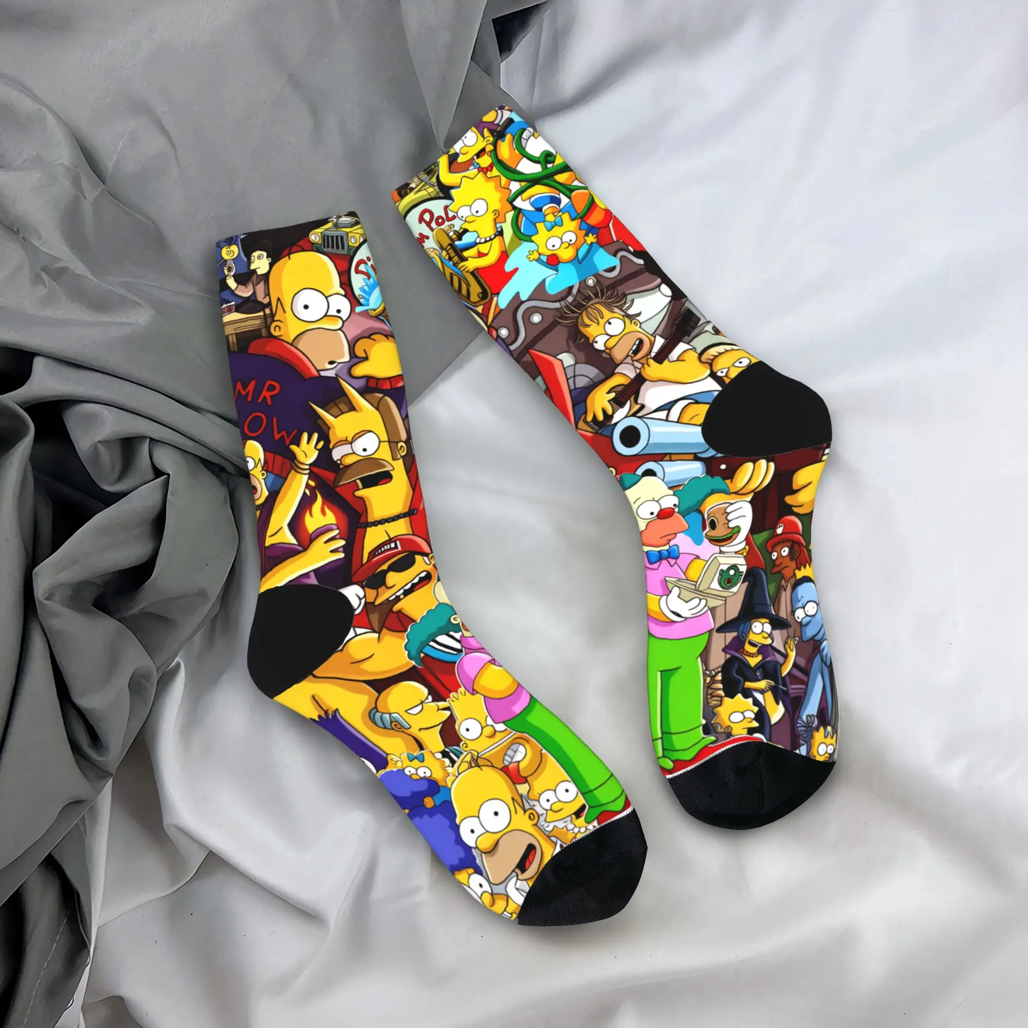 

Cartoon S-Simpsons Characters Collection Socks Autumn Stockings Harajuku Men Medium Soft Socks Design Climbing Non-Slip Socks