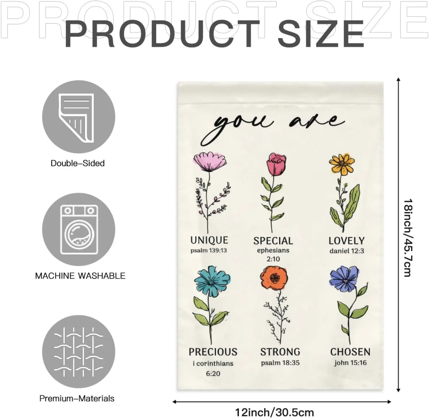 Christian Garden Flag Bible Verse God Says You are Inspirational Flags for Outside 12x18 Double Sided Floral Religious Banne llp