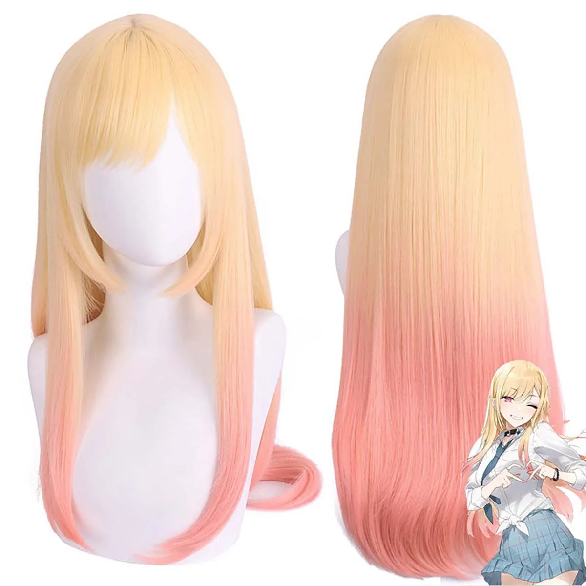 2026 high quality Kitagawa Marin cosplay Yellow Pink Gradient Long Straight Wig