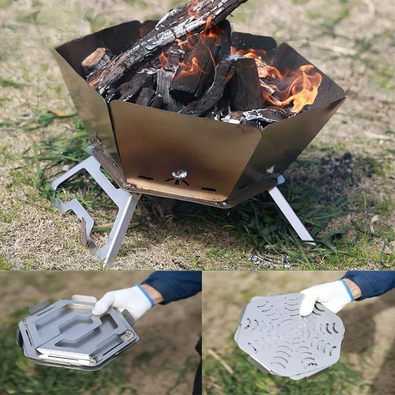 

Camping Brazier Folding Bonfire Stove Portable Firewood Burner Campfire Furnace Outdoor Fire Wood Stove Burner Heater