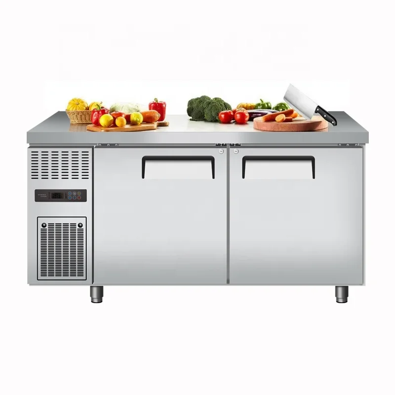 Commercial Stainless Steel Equipment Kitchen Working Bench Air Cooling Undercounter Chiller Freezer Refrigerator