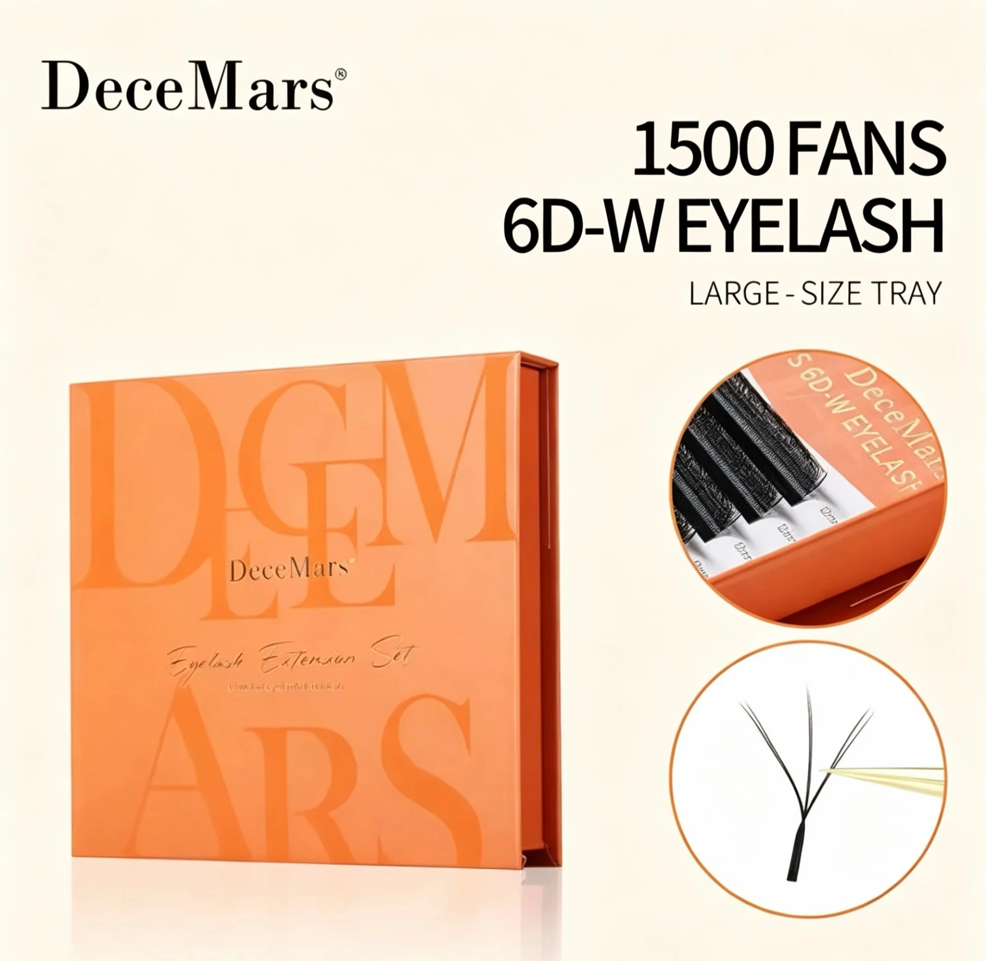 DeceMars High‑Capacity 6D Eyelash Extensions Dense Curly Soft Matte Black Professional Grafting False Lashes 1500 Fans