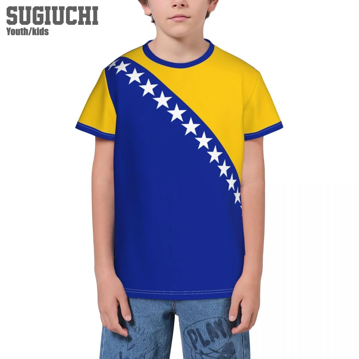 Custom Name Number Bosnia And Herzegovina Flag Emblem 3D T-shirts For Kids Youth Boy/Girl Tees Soccer Football Fans