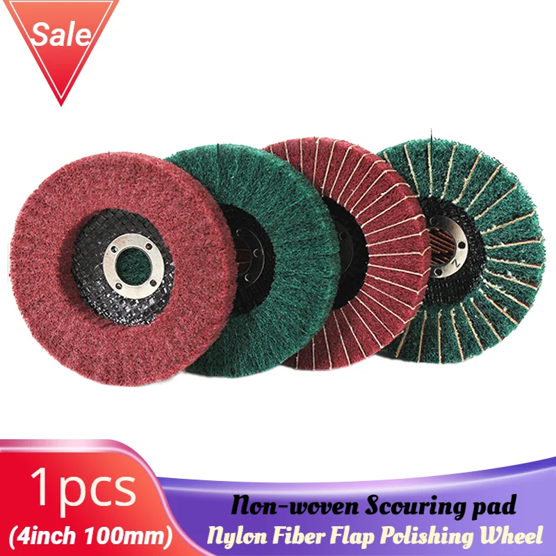 

1pcs 4inch 100mm Nylon Fiber Flap Polishing Wheel Grinding Disc Non-woven Scouring pad Buffing Wheel for Angle Grinder