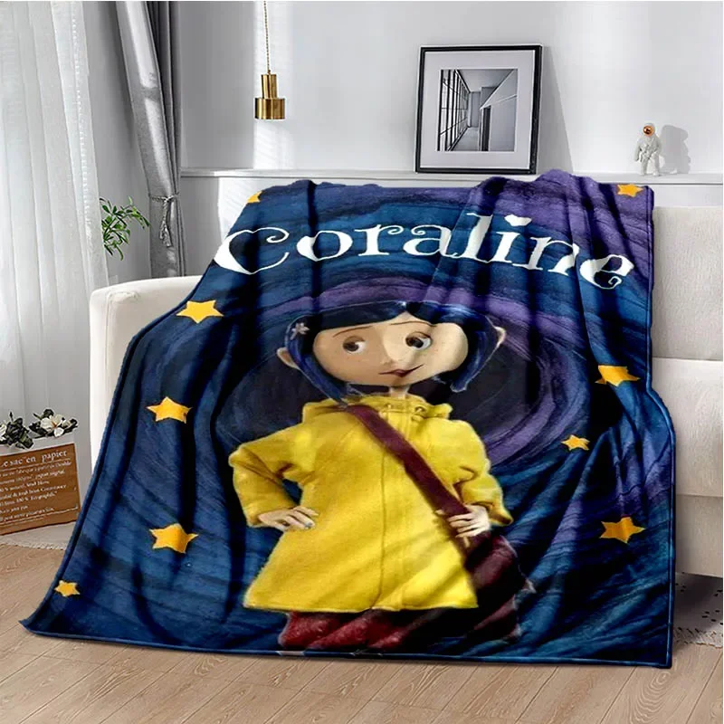 3D C-Coraline cartoon printed blanket Flannel Warm blankets Soft and comfortable blanket bed linings cubre cama Birthday Gift