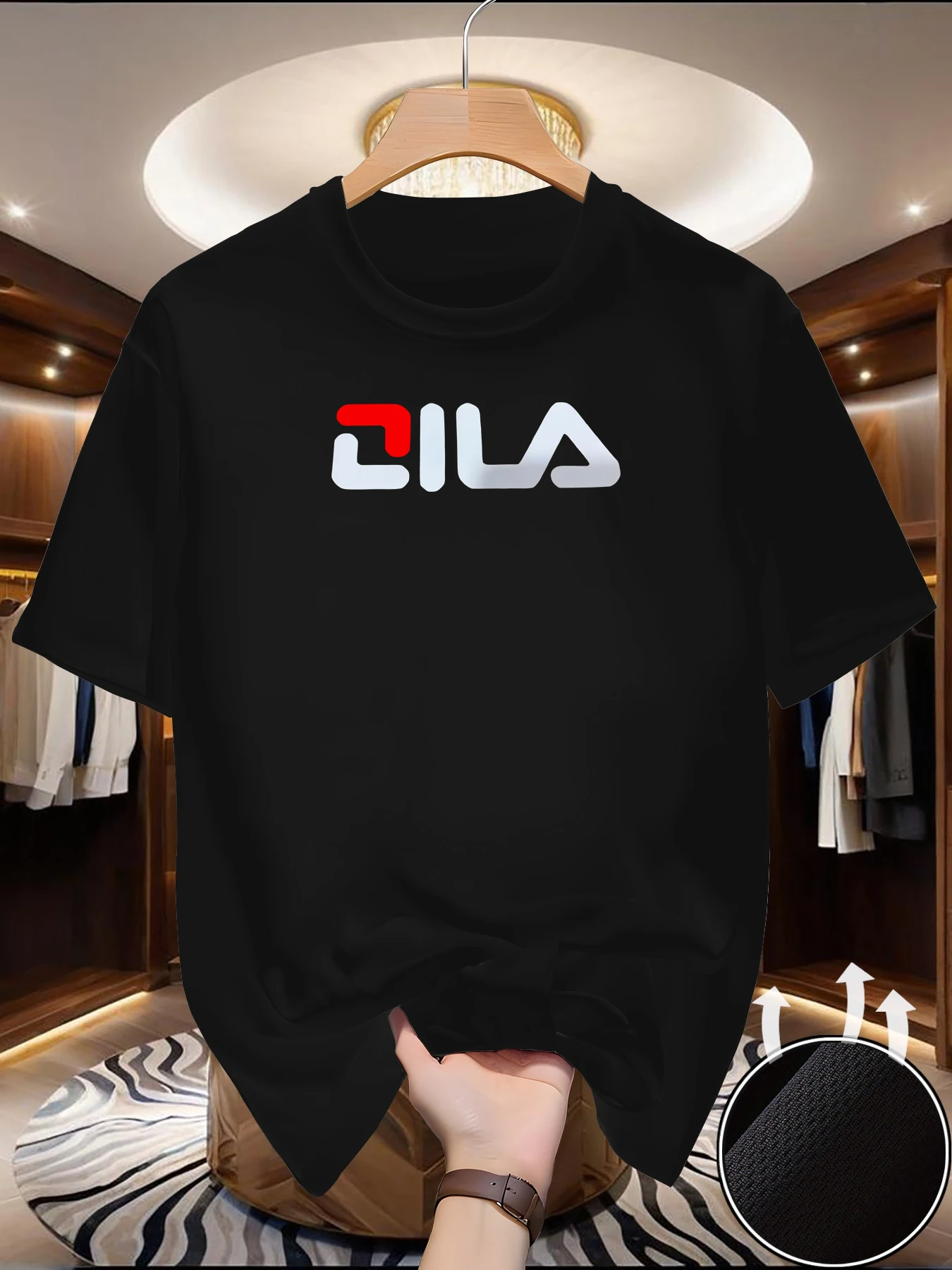 Summer men's short-sleeved American design printed T-shirt casual sports versatile top