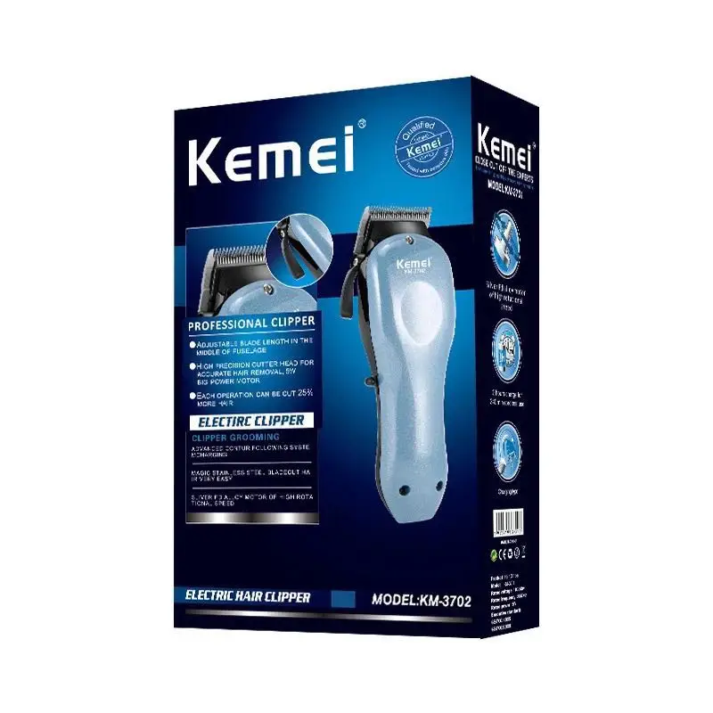 Kemei KM-3702-男性用のプロ用バリカン,USB充電器付き電気バリカン,ひげ剃り