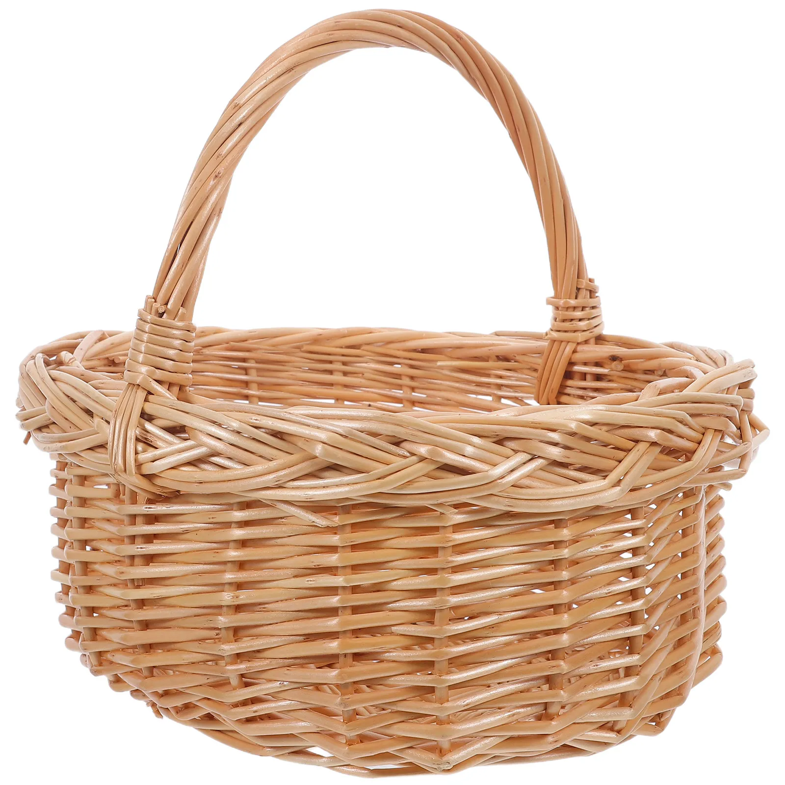 Vintage Wicker Picnic Basket Handwoven Bread Storage Basket Portable Carrying Handle Rustic Garden Outdoor Use view 5