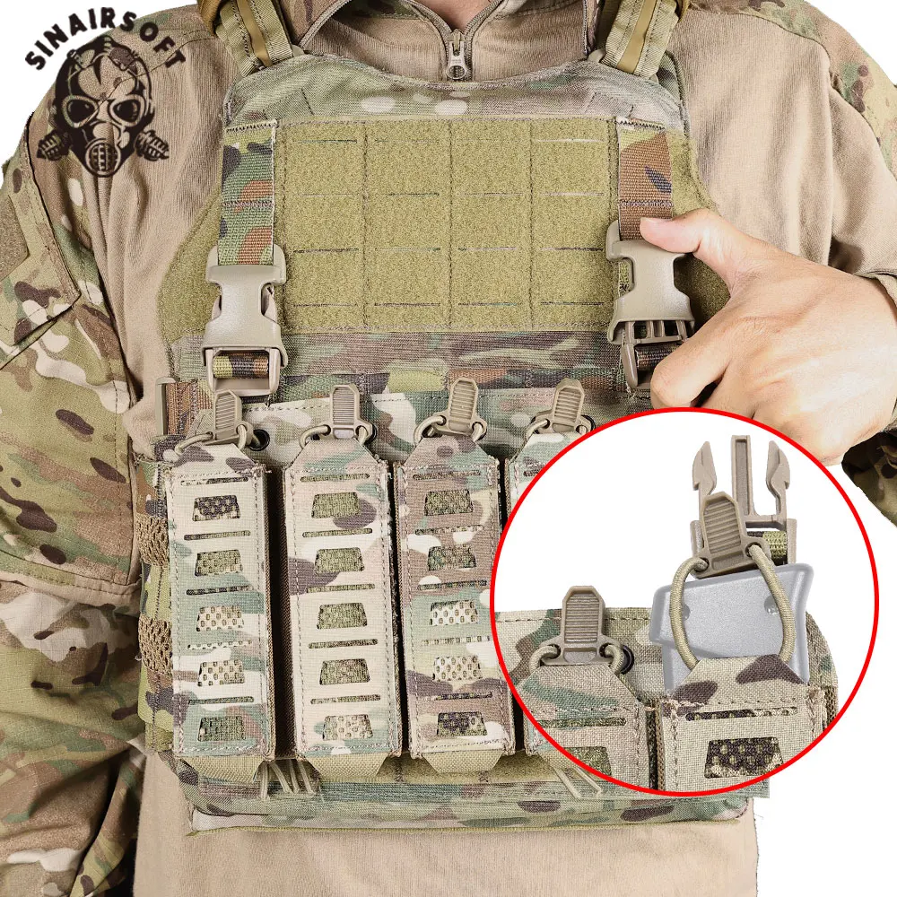 SINAIRSOFT – pochette tactique pour magazines MP5 MP7, avec crochet et boucle et sangles de rétention élastiques pour gilet, accessoires de plate-forme de poitrine