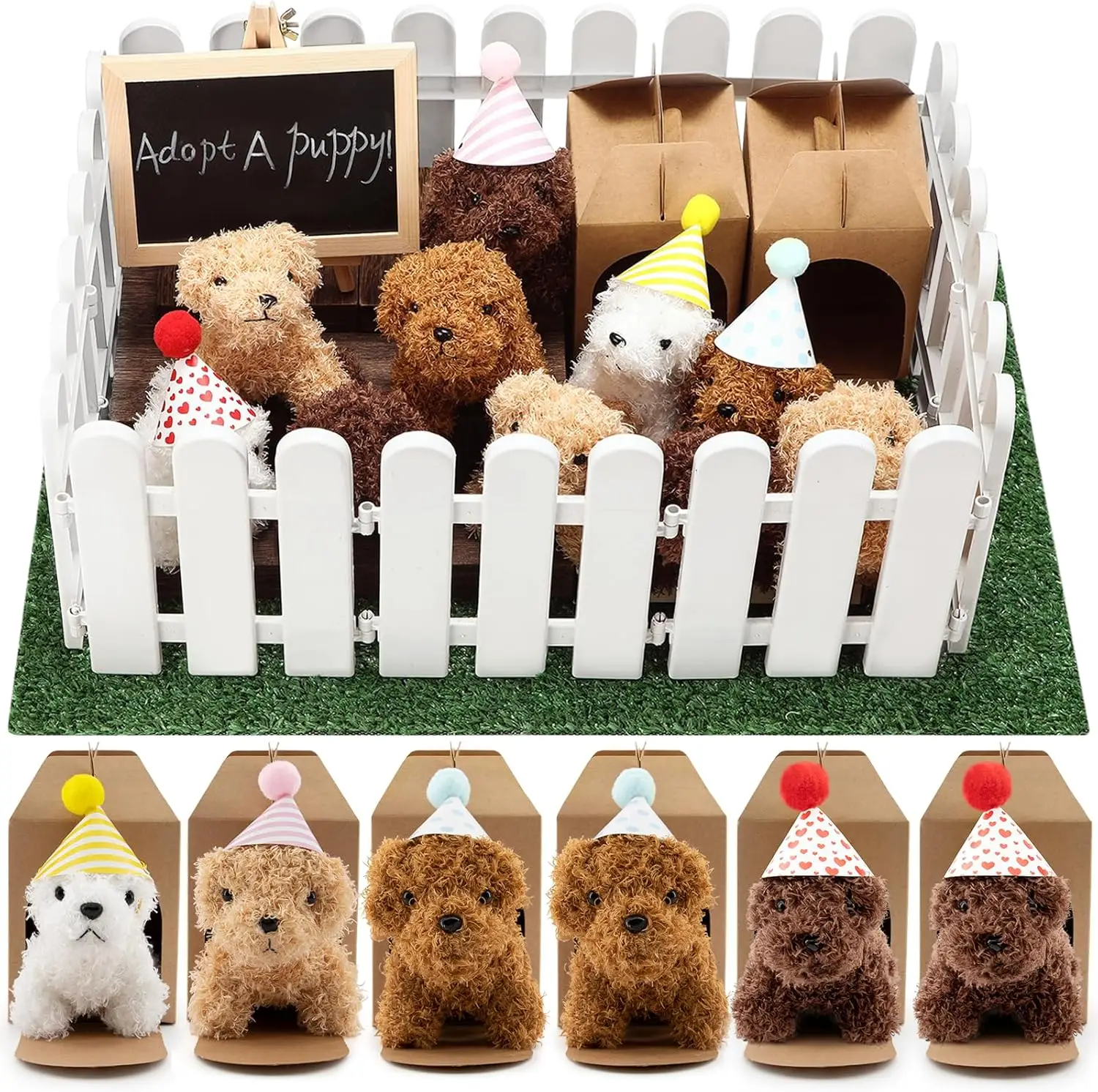 49-89Pcs Mini Plush Stuffed Animals Set Adopt A Puppy Party Favors Puppy Party Favors for Adopt A Pet Theme Birthday Party
