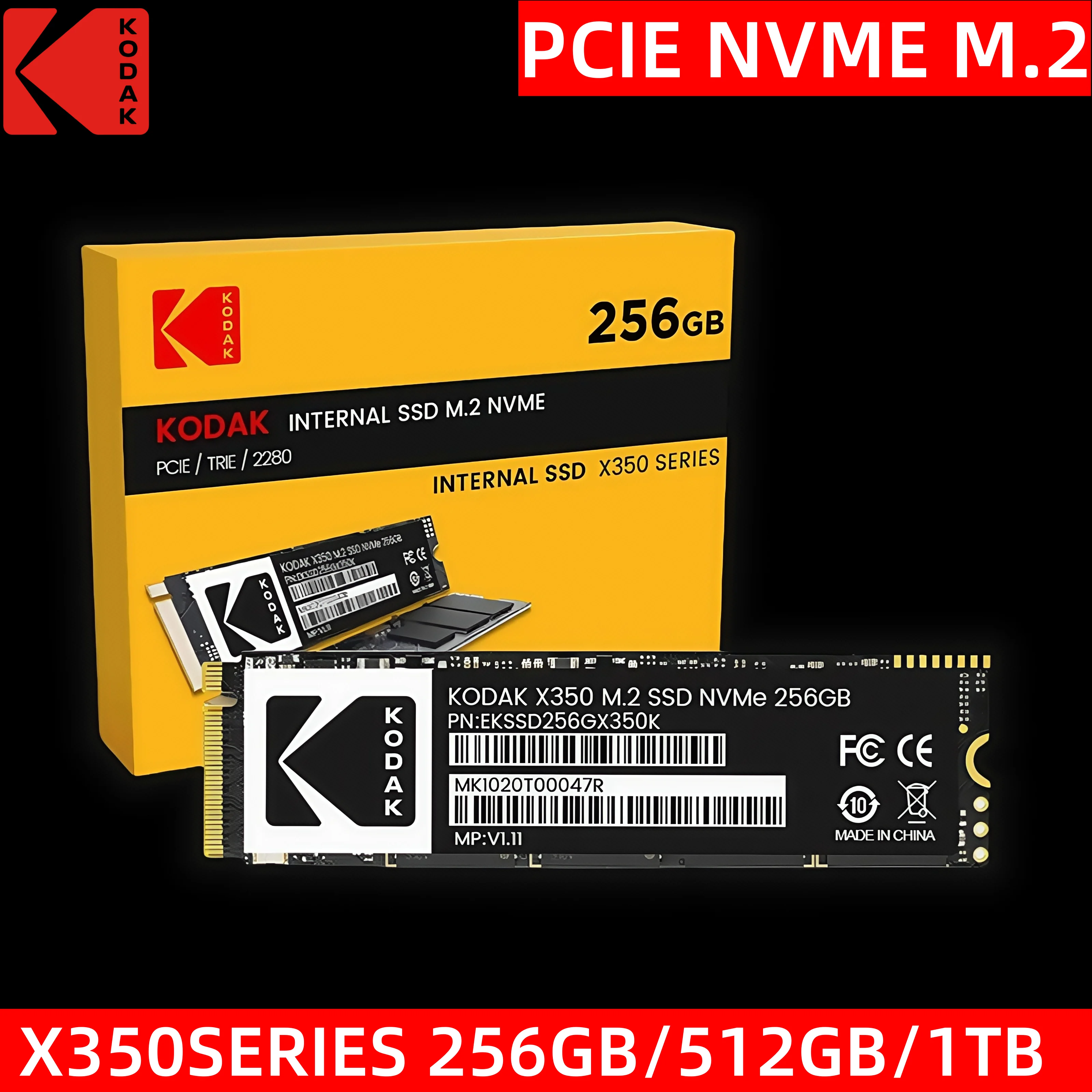 KODAK Original X350 M.2 2280 PCIe Gen3.0x4 SSD NVMe 2TB 1TB 512GB 256GB Internal Solid State Drive Hard Disk for PS4 Desktop