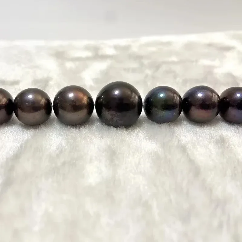 Natural Black Redish Pearl Necklace 12-17mm 925 Sterling Silver Clasp, Timeless Jewelry for Women