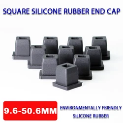 Black Square Silicone Rubber End Cap 9-50mm T Type Hole Plug Cover Blanking End Cap Tube Inserts Bung Seal Stopper Sealing Plug