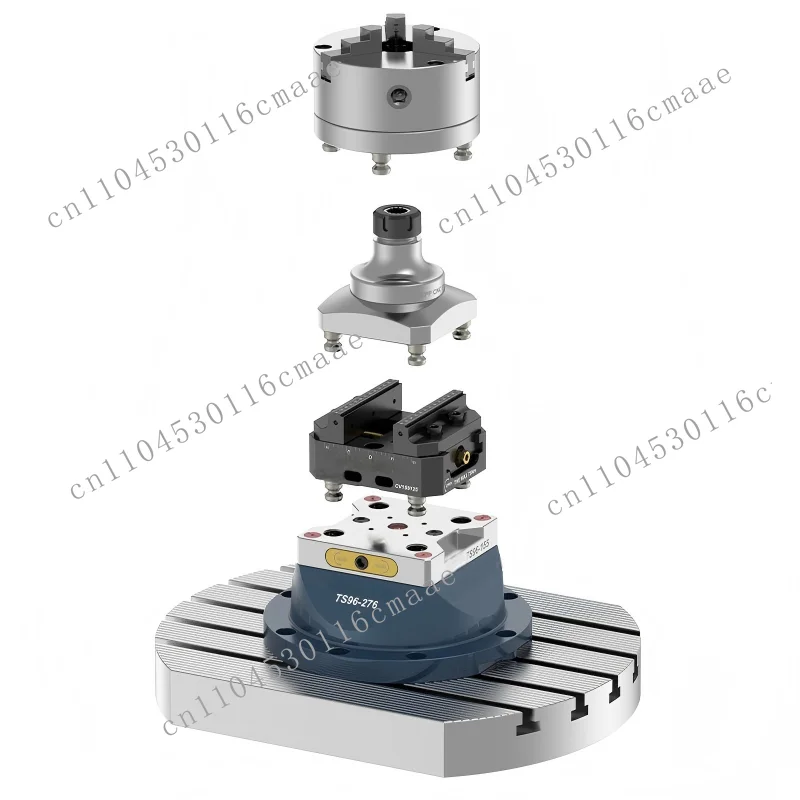 90 ° zero-point quick-change device for 5-axis machining centers with self-centering pliers and machine adapter plates