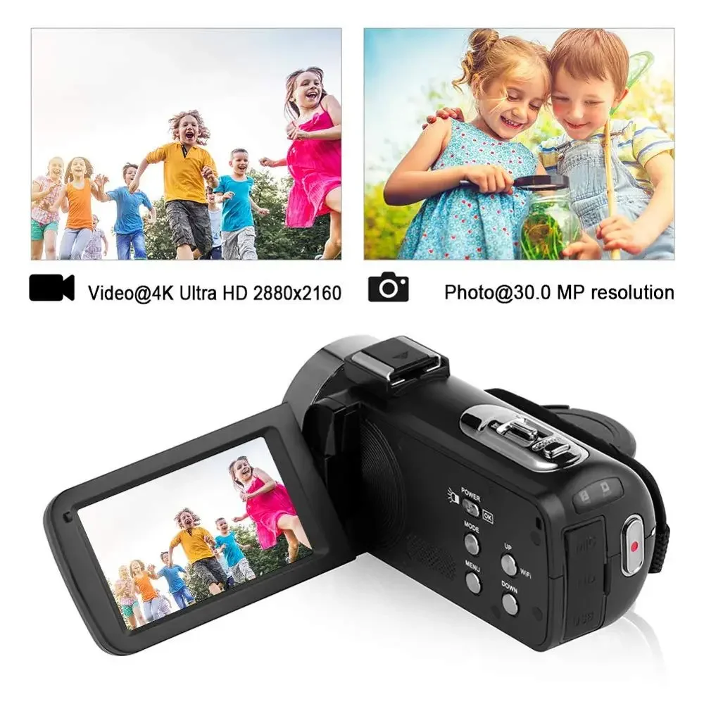 4K Digital Video Camera WiFi Camcorder 3 Inch Touch Screen Night Version Vlogging Camera Camcorder