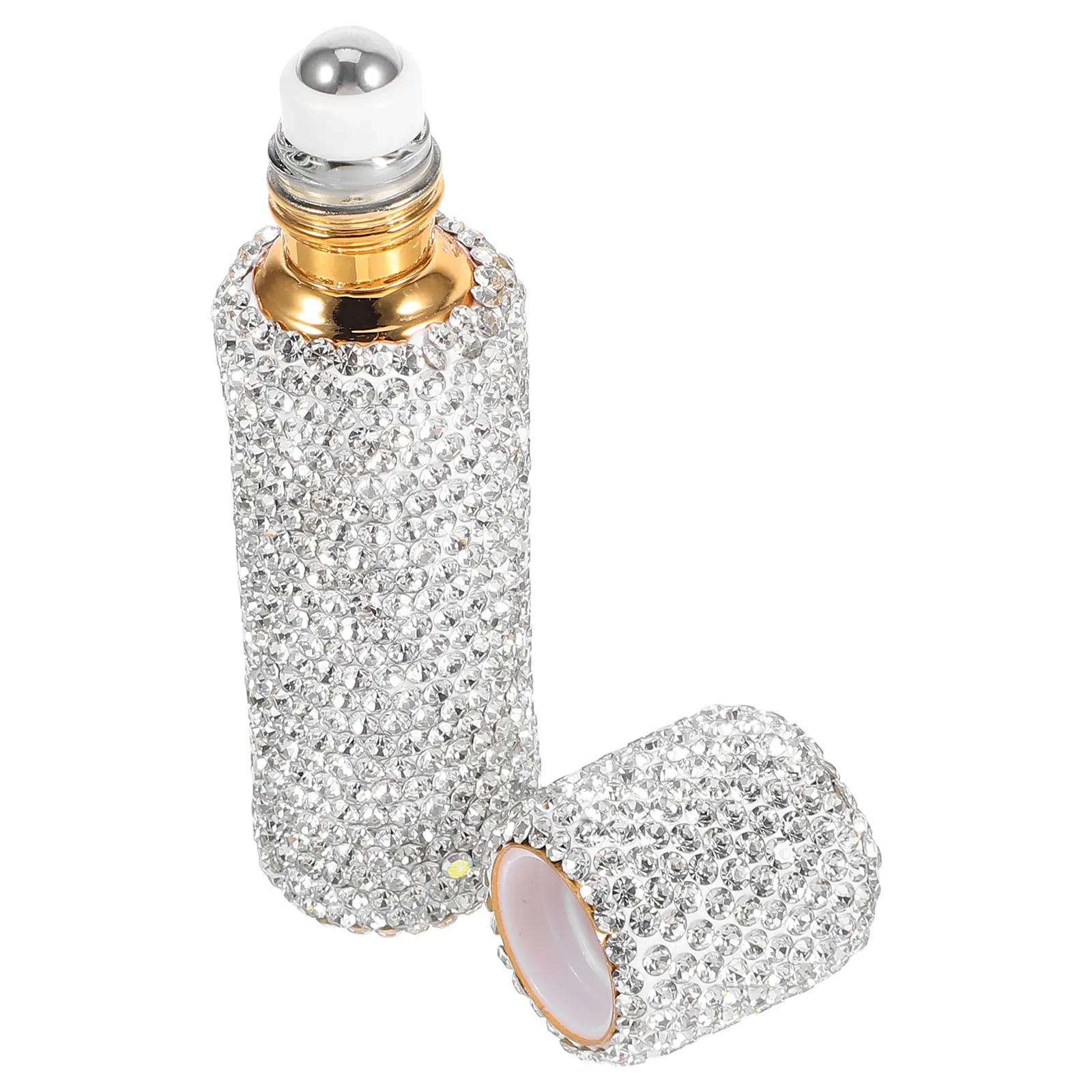 زجاجة زيت عطري دوارة مرصعة بالألماس من حجر الراين، صغيرة قابلة لإعادة الملء، محمولة للحماية من الأشعة فوق البنفسجية، حجم السفر، قارورة فارغة للنساء #3