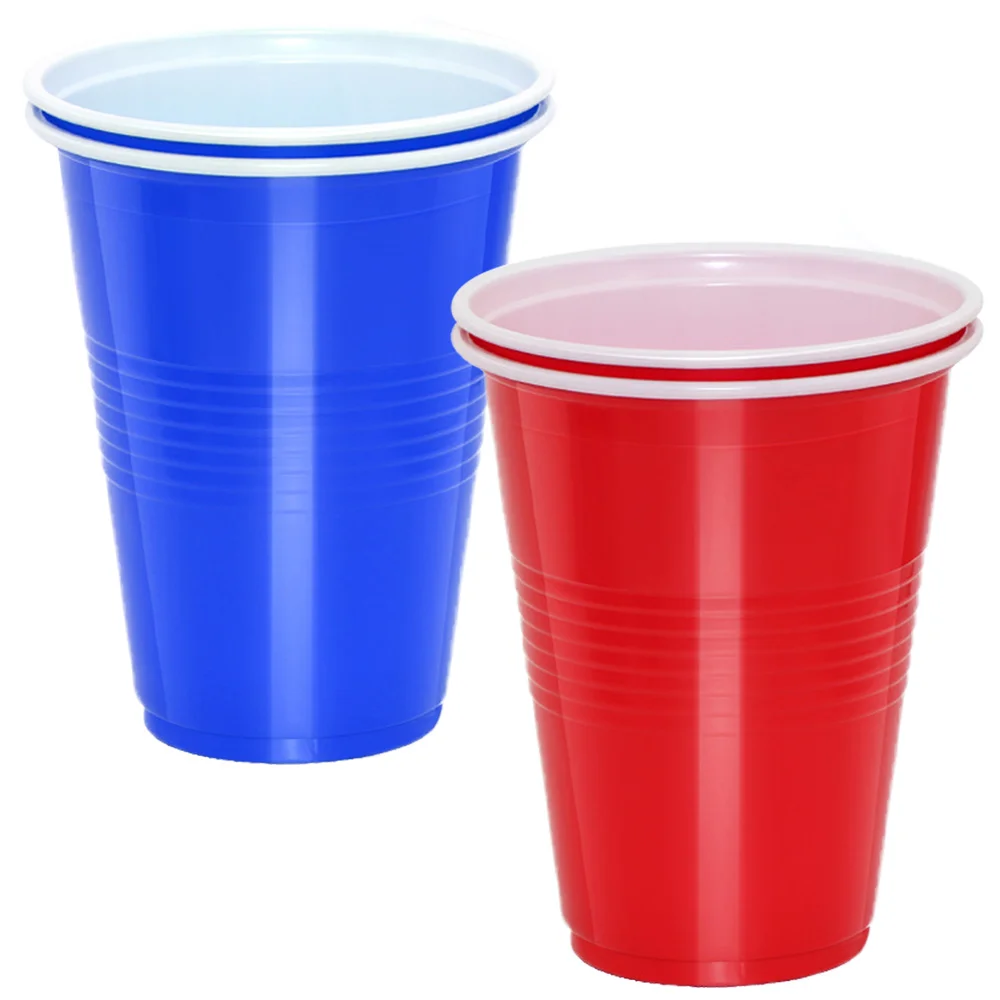 

12pcs Disposable Plastic Cups Drinking Beverage Cups Red Blue Birthday Wedding Christmas Party Supplies 16oz