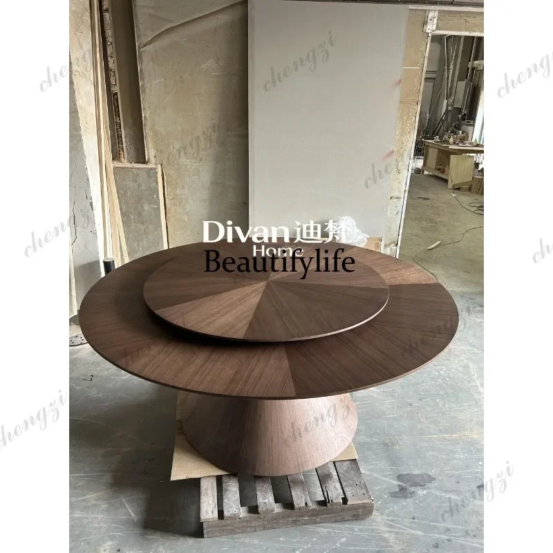 NQ52 Italian minimalist style modern minimalist restaurant dining table solid wood table special-shaped metal round dining table