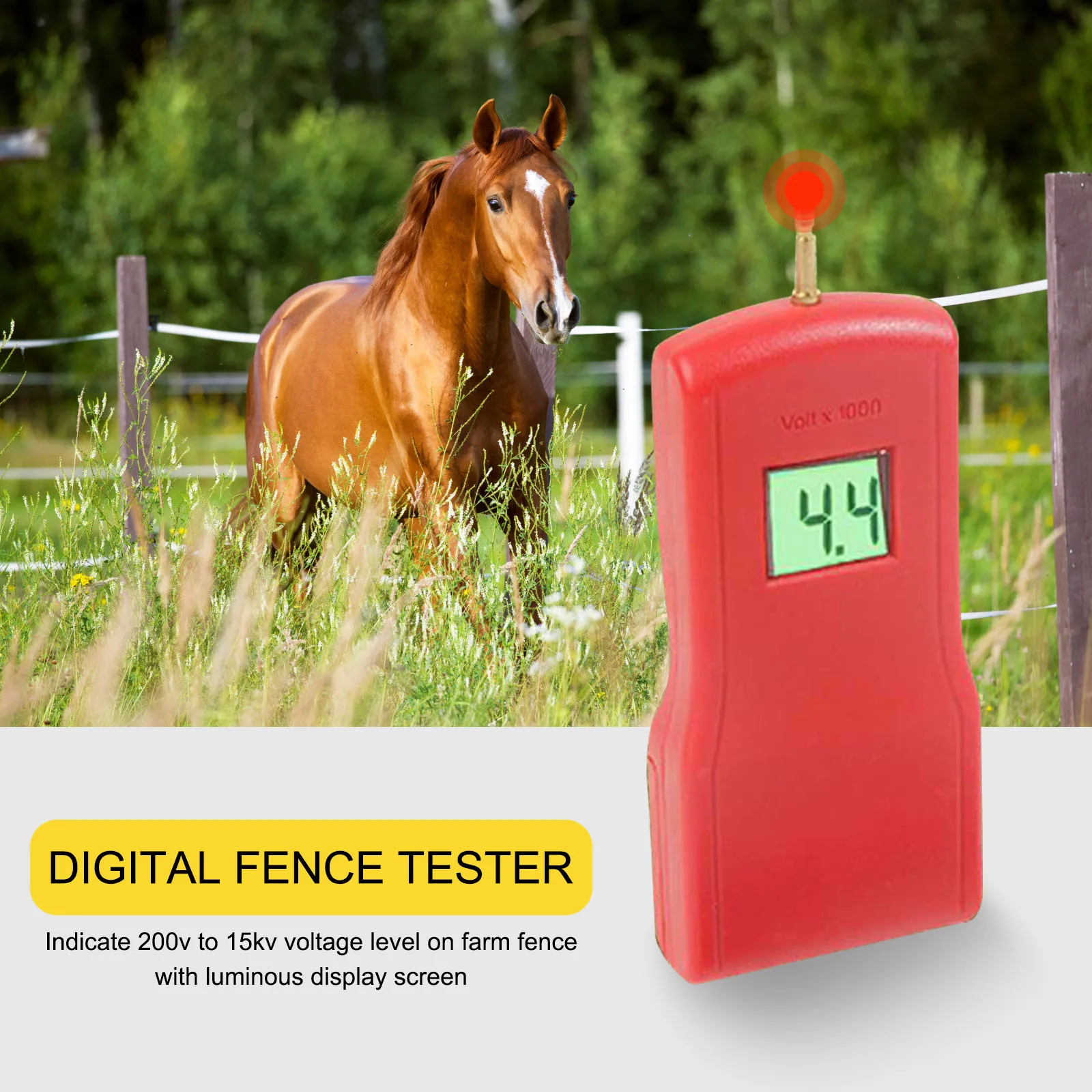 Electric Fence Digital Voltage Tester with Lcd Display Useful Voltage Testing Tool 15Kv Ranch Fence Load Gauge High Voltage