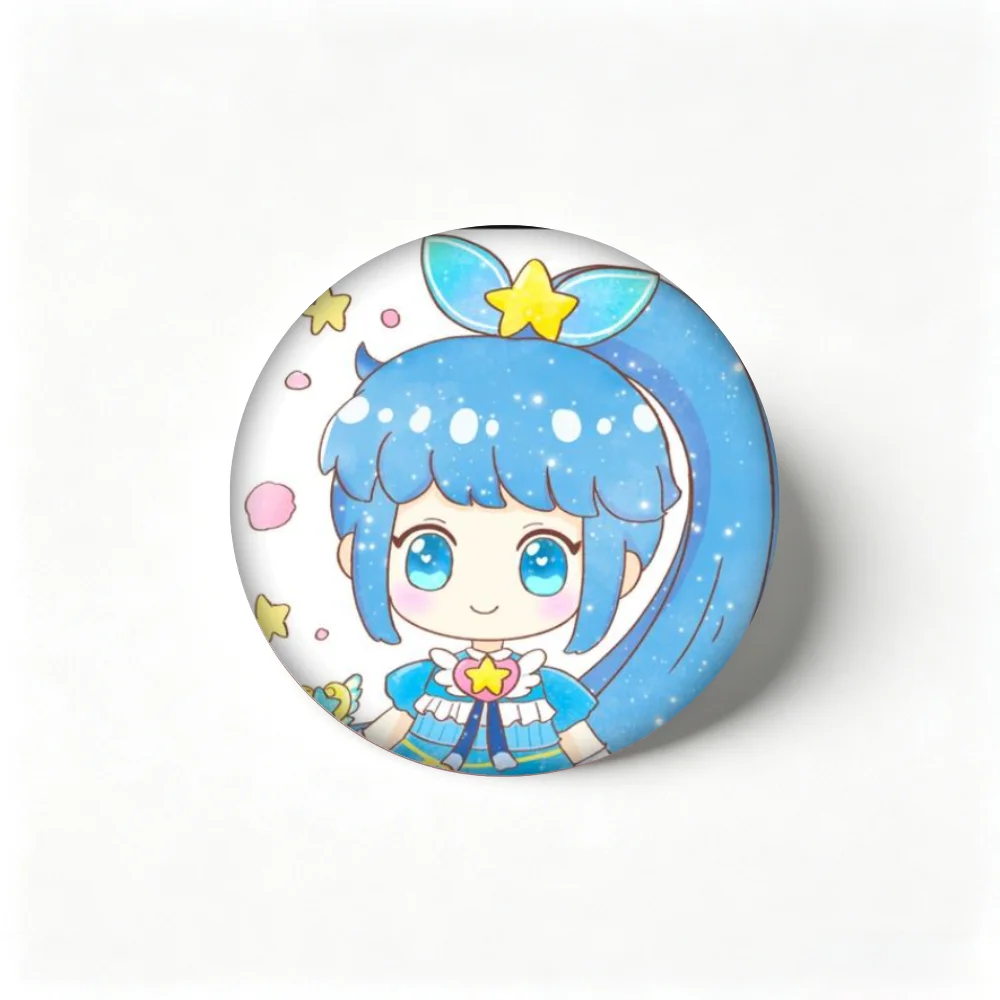 Anime Pins, Cute Blue Hair Magical Girl Chibi Badge, Tinplate Brooch, Breastpin for Backpack Clothes Gifts