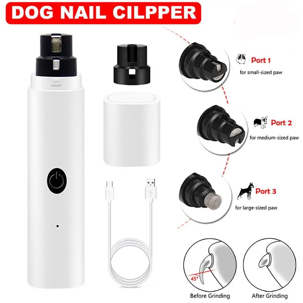 Fashion LED Light Electric Pet Nail Grinder Quiet Rechargeable Puppy Nail File Painless Portable Claw Trimmer Dog Cat