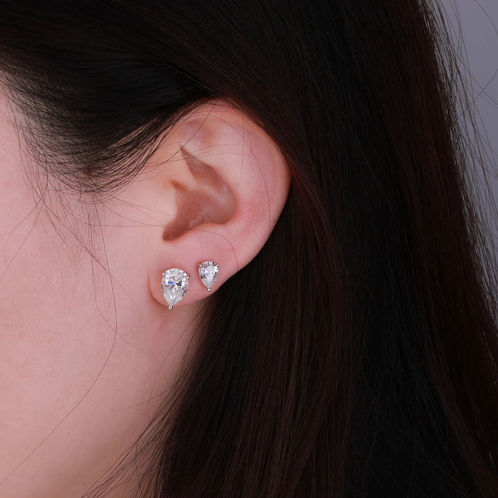 0.5‑4CT Pear‑Cut Moissanite Stud Earrings for Women, 925 Sterling‑Silver 18K‑Gold‑Plated Fine Jewelry, Wedding‑Party‑Ready, Ideal Gift for Her