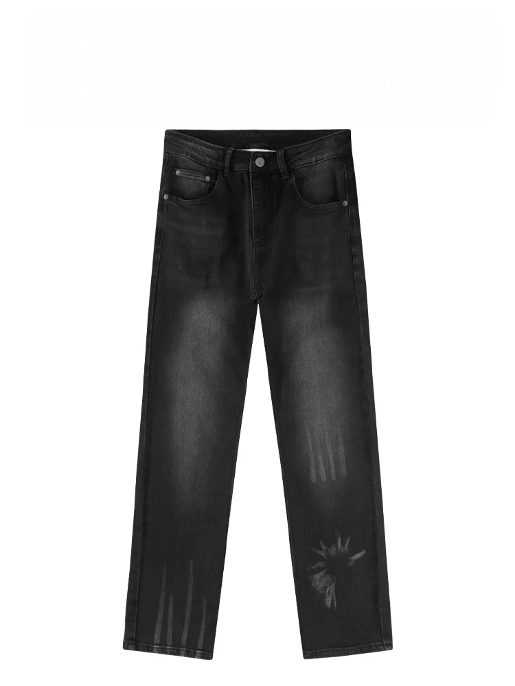 

BAIRBAOLIY Faionable Retro Men's Straight Leg Jeans Casual All-Match Long Pants Distred Cotton Polyester Blend
