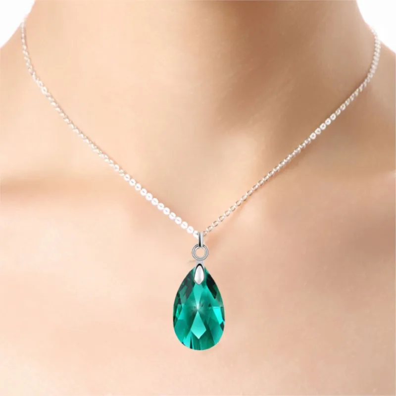 water tear dropshipping Transparent pure quality Crystal Pendant Necklace charm summer party fashion jewelry Lover birthday gift