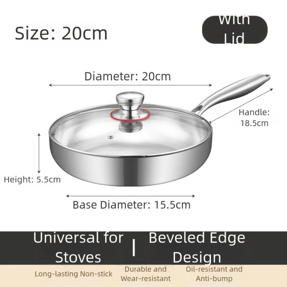 

Индукционная сковорода из нержавеющей стали с трехслойным основанием с крышкой и термостойкой ручкой для эффективного приготовления пищи