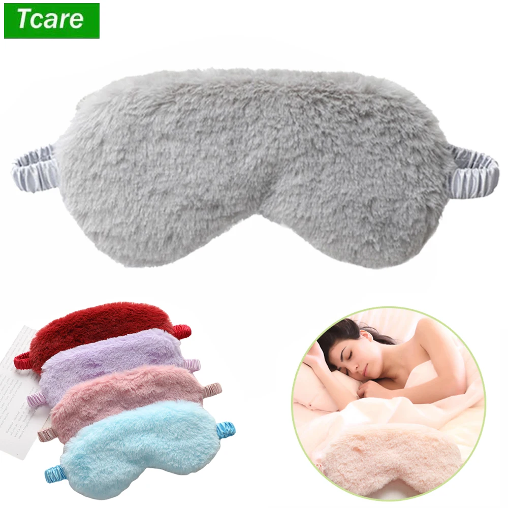 Tcare Lightweight Comfortable Sleep Mask Super Soft Adjustable Rabbit Plush Eye Masks for Sleeping Shift Work Naps for Men Women