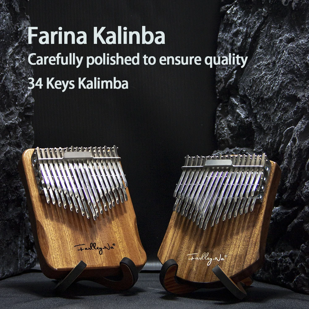 Kalimba Polegar Piano para Iniciantes, Mbira De Madeira Instrumentos Musicais, Presente, 34 Chaves