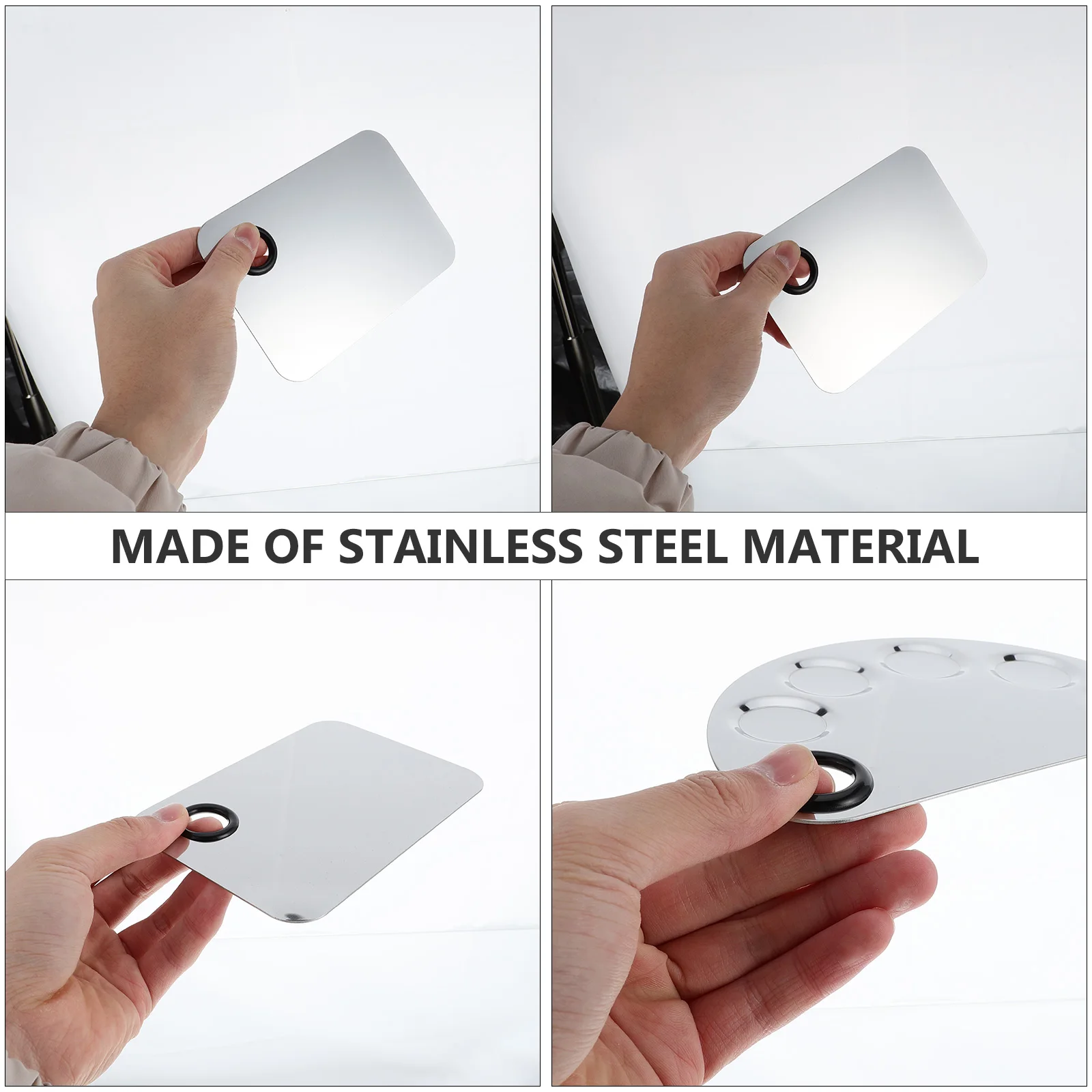 

2 Sets/ Stainless Steel Makeup Tray Pallets Mixing Beauty for Pigment