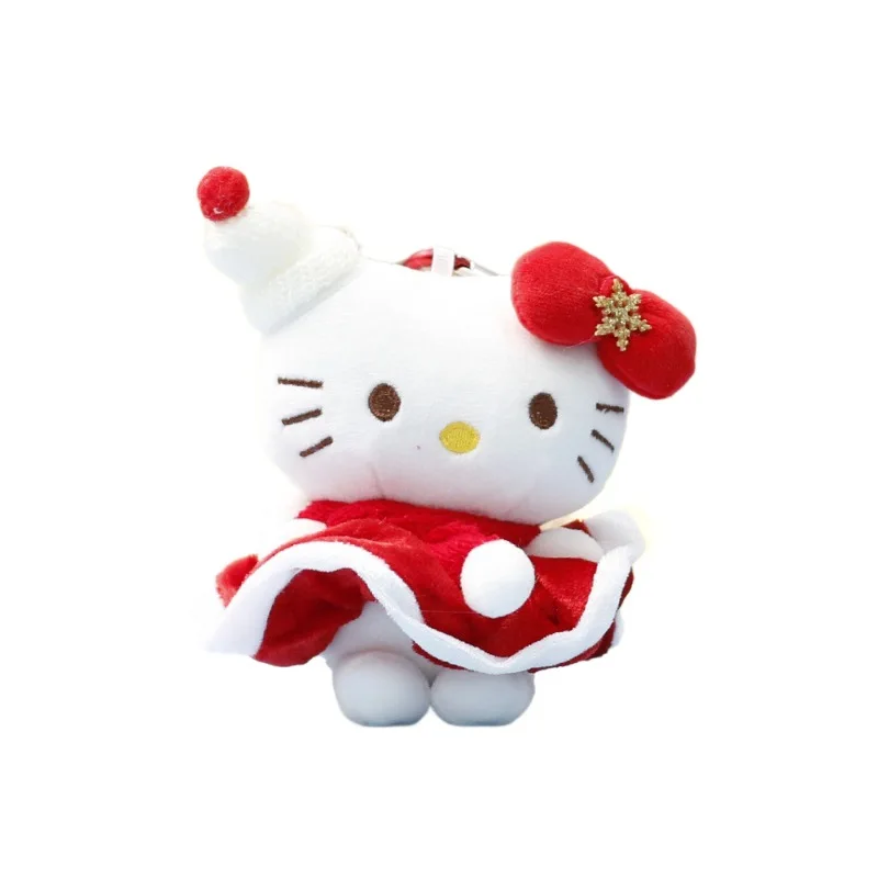 13CM Anime Hallo Kitty Weihnachtsbaum Schneemann Stil Plüsch Puppe Schlüsselbund Kawaii Schule Tasche Anhänger Zubehör Urlaub Geschenk
