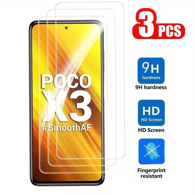 3 Stück glänzendes gehärtetes Glas für Xiaomi POCO X3 Pro Displayschutzfolie für POCO X3 NFC